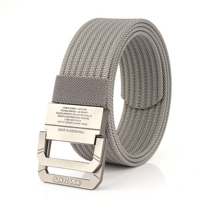 Daugelio spalvų tekstilinis diržas su dviguba sagtimi