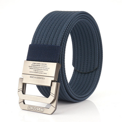 Daugelio spalvų tekstilinis diržas su dviguba sagtimi