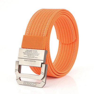 Daugelio spalvų tekstilinis diržas su dviguba sagtimi