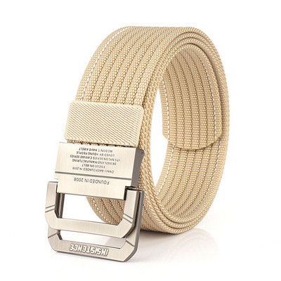 Daugelio spalvų tekstilinis diržas su dviguba sagtimi