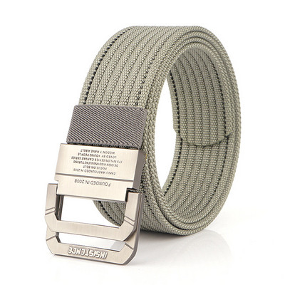 Daugelio spalvų tekstilinis diržas su dviguba sagtimi