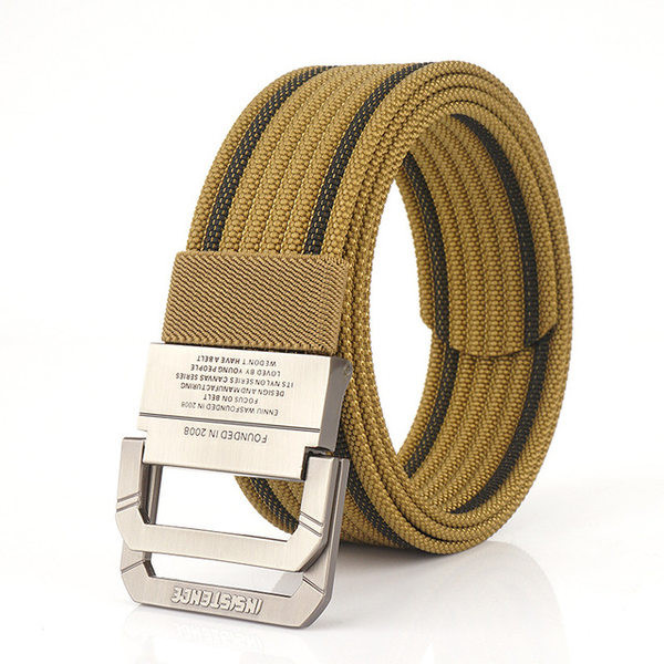 Daugelio spalvų tekstilinis diržas su dviguba sagtimi