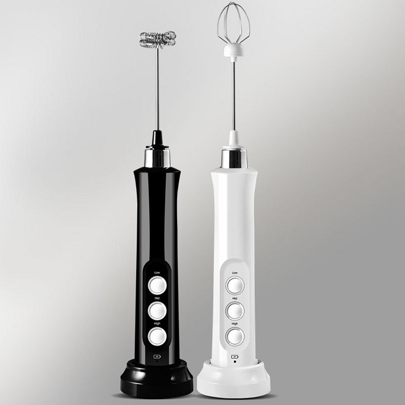 3 v 1 ručný nabíjateľný elektrický napeňovač mlieka, penový stroj, vysokorýchlostný mixér na nápoje, ručný napeňovač kávy a vajec