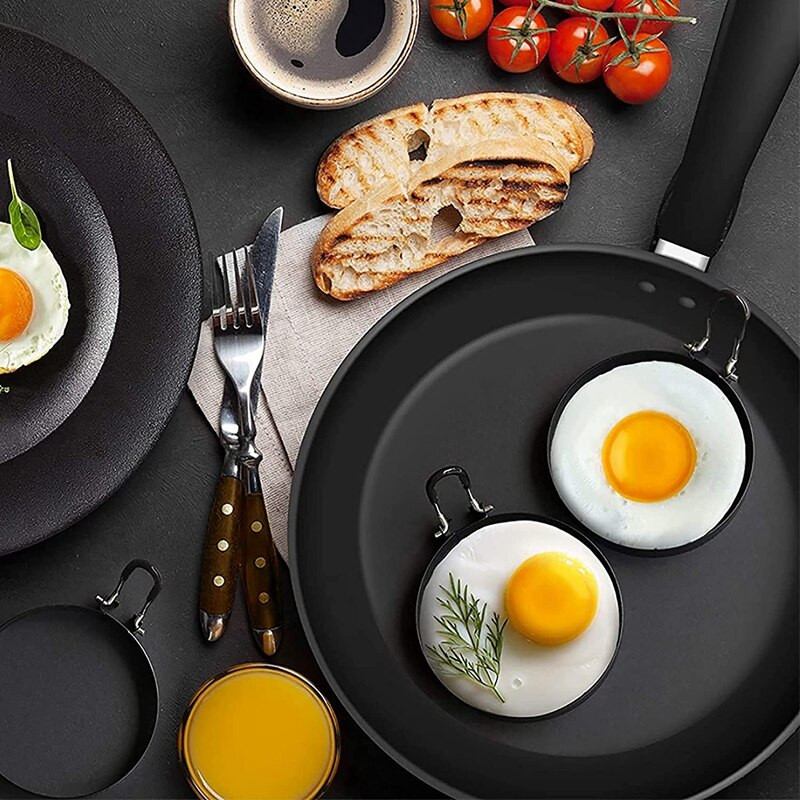 Vaječné krúžky, balenie 4 kusov - Nepriľnavý krúžok na vyprážanie vajec - Okrúhly krúžok na varenie vajec s oddeľovačom vajec