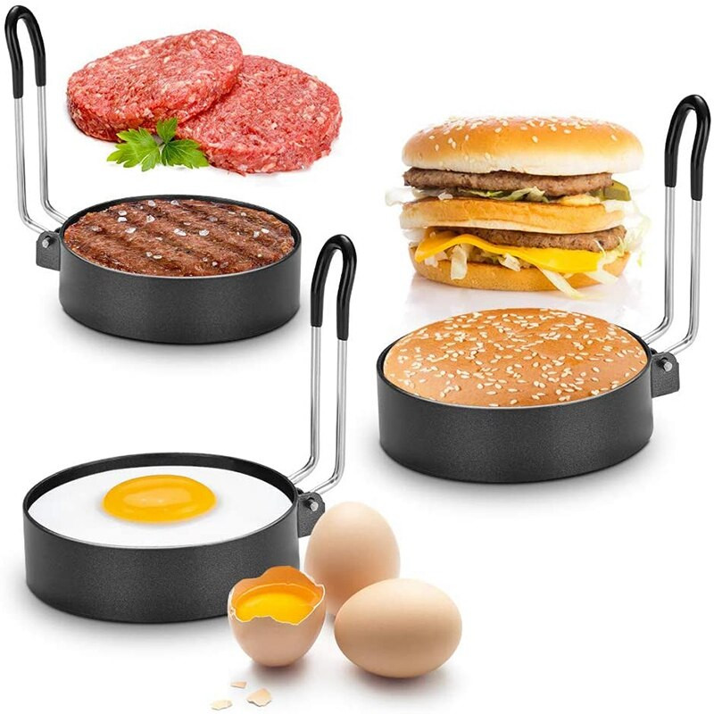 4 ks krúžkov na vajíčka, nepriľnavá forma s gumovým povlakom, tvarovacia okrúhla forma na vajíčka na vyprážané vajíčka, palacinky, sendviče