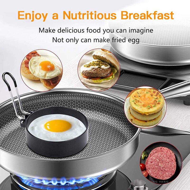 4 ks krúžkov na vajíčka, nepriľnavá forma s gumovým povlakom, tvarovacia okrúhla forma na vajíčka na vyprážané vajíčka, palacinky, sendviče