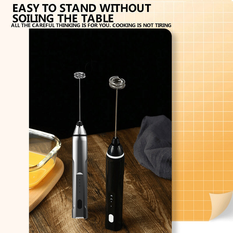 Nový elektrický napeňovač mlieka s USB, 3 rýchlosti, napeňovač kávy, ručný automatický šľahač vajec, šejker na mlieko, nabíjanie cez USB, domáci spotrebič