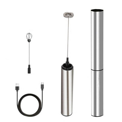 Nabíjateľný elektrický napeňovač mlieka, ručný napeňovač, 2 rýchlosti, mixér na nápoje na kávu, elektrický šľahač na vajcia