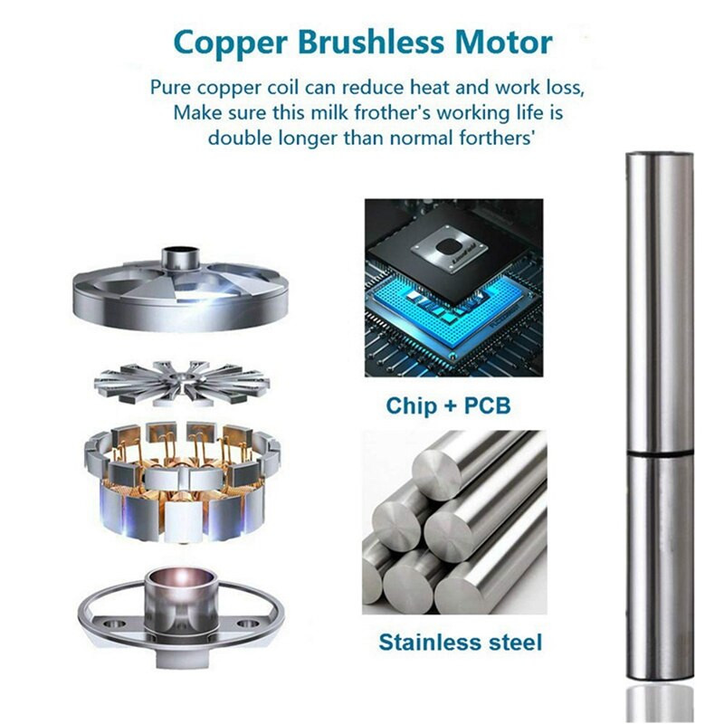 Nabíjateľný elektrický napeňovač mlieka, ručný napeňovač, 2 rýchlosti, mixér na nápoje na kávu, elektrický šľahač na vajcia