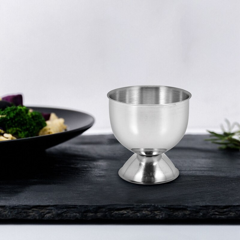 Tácka na vajíčka z nehrdzavejúcej ocele, držiak na vajíčka na mäkko, vyrobený z malých pohárov na víno, 6 sád