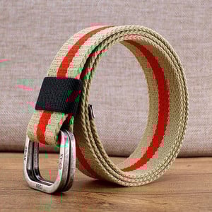 Pánsky textilný opasok s výšivkou a kovovou prackou