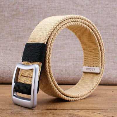 Pánsky textilný opasok s výšivkou a kovovou prackou