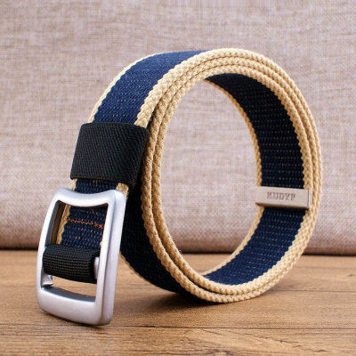 Pánsky textilný opasok s výšivkou a kovovou prackou