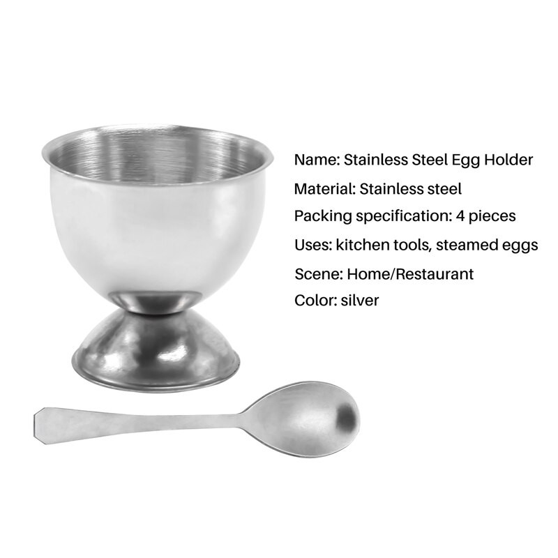 Sada nerezových pohárov na vajíčka natvrdo uvarené vajcia na mäkko so 6 držiakmi na poháre na vajíčka a 6 lyžičkami na vajíčka, vychutnajte si raňajky s pohármi na vajíčka.