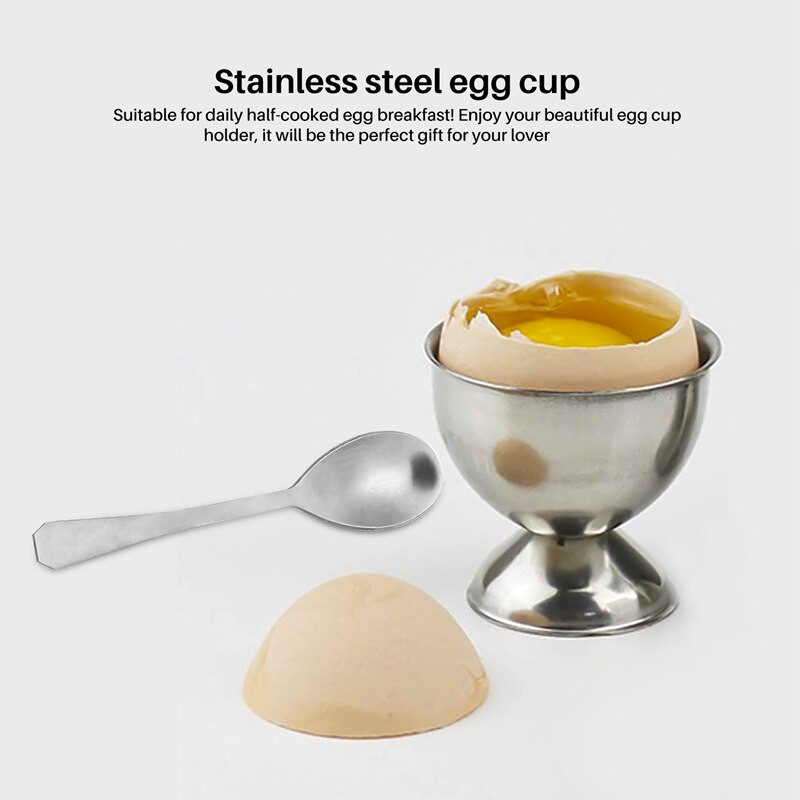 Sada nerezových pohárov na vajíčka natvrdo uvarené vajcia na mäkko so 6 držiakmi na poháre na vajíčka a 6 lyžičkami na vajíčka, vychutnajte si raňajky s pohármi na vajíčka.