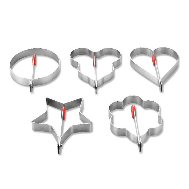 5 ks/sada formy na vajíčka z nehrdzavejúcej ocele na omeletu, forma na vyprážanie vajec, kvetinový tvar hviezdy, krúžok na palacinky na vyprážané vajíčka v kuchyni