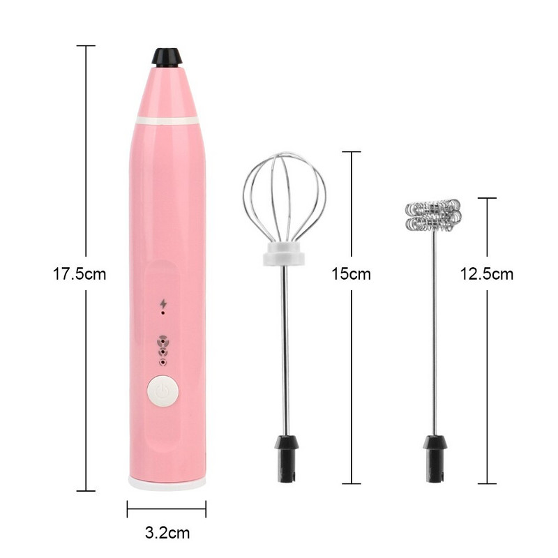 HOOMIN Elektrický mixér na kávu, napenovač mliečnej kávy, nabíjateľný ručný šľahač na vajcia, kuchynský napenovač mlieka
