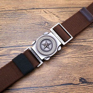 Μοντέρνα ανδρική υφασμάτινη ζώνη με μεταλλικό κούμπωμα και διακόσμηση με αστέρι