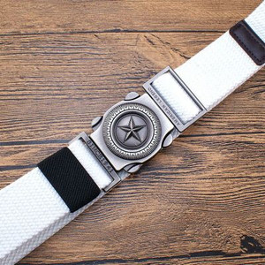 Μοντέρνα ανδρική υφασμάτινη ζώνη με μεταλλικό κούμπωμα και διακόσμηση με αστέρι