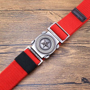 Μοντέρνα ανδρική υφασμάτινη ζώνη με μεταλλικό κούμπωμα και διακόσμηση με αστέρι