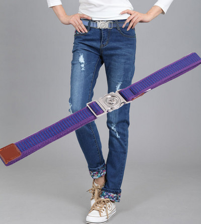 Μοντέρνα ανδρική υφασμάτινη ζώνη με μεταλλικό κούμπωμα και διακόσμηση με αστέρι