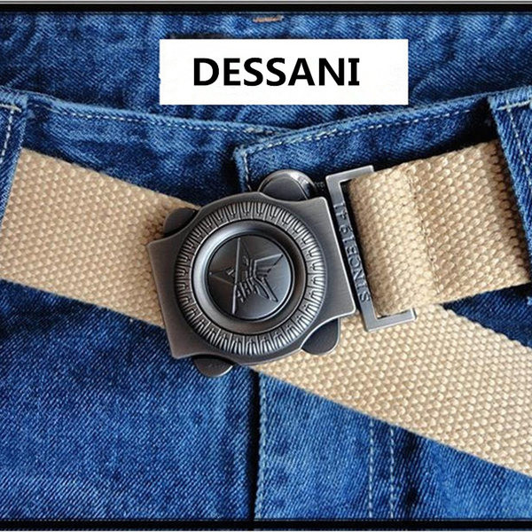 Μοντέρνα ανδρική υφασμάτινη ζώνη με μεταλλικό κούμπωμα και διακόσμηση με αστέρι