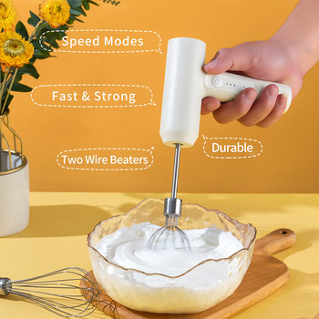 Електрическа бъркалка за яйца с 2 телени бъркалки Преносим блендер за храна Разбиване 3 скорости Ръчен миксер за храна със сепаратор за яйца Кухненски инструмент