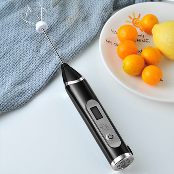 Ръчен електрически миксер за яйца USB акумулаторна пенообразувател за мляко LED регулируема домакинска бъркалка за кафе Кухненски инструмент