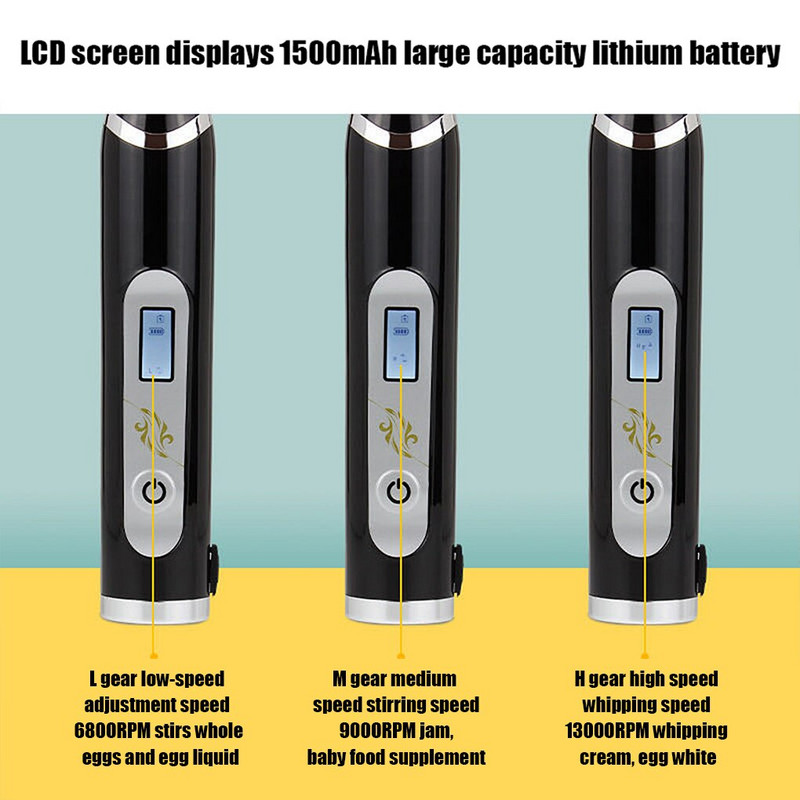 Ručný elektrický mixér na vajcia, nabíjateľný USB, napeňovač mlieka, LED, nastaviteľný, domáci šľahač na kávu, kuchynský nástroj