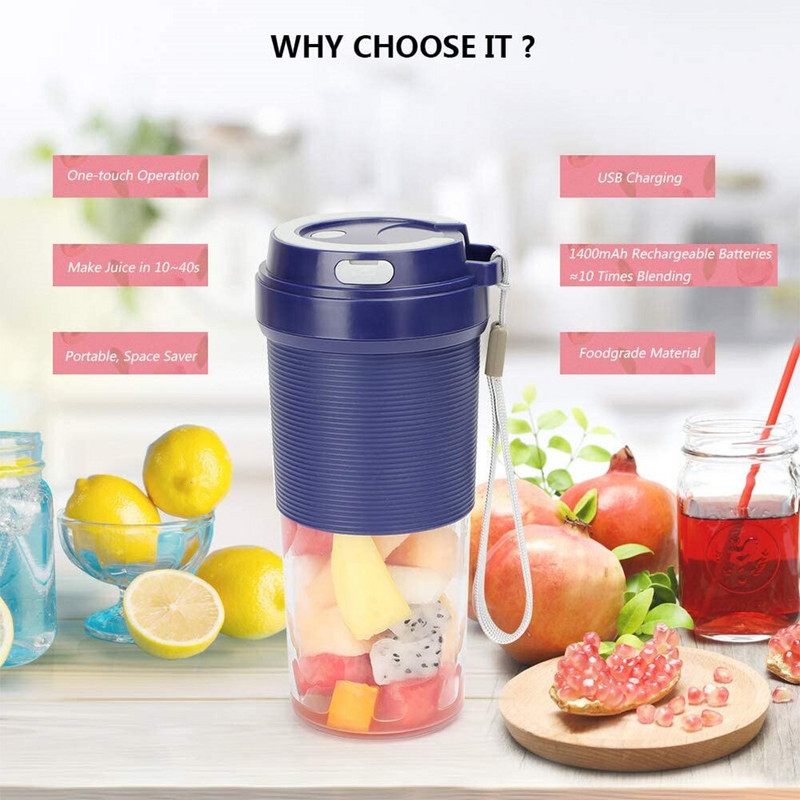 Forró 300 ml-es hordozható turmixgép csésze elektromos gyümölcsprés gép mini mixer vízálló turmix konyhai robotgép USB személyi lé turmixgép