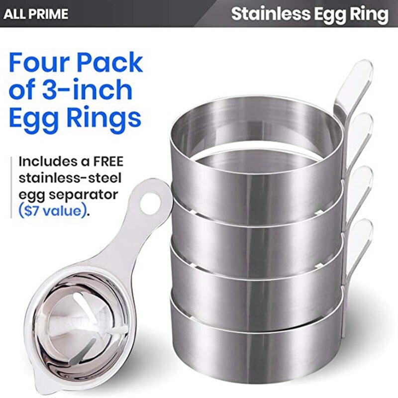 4 vnt. nerūdijančio plieno kiaušinių žiedai kiaušiniams kepti Kiaušinių formuotojas Nelipnus kepimo žiedai Omleto formoje yra 1 kiaušinių atskyrimo virtuvėlė