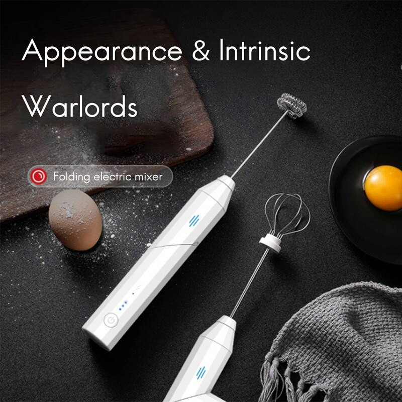 Skladací napeňovač mlieka, elektrický metlička na vajcia, ručný nabíjateľný USB mixér, bezdrôtový miešač, napeňovač, metlička