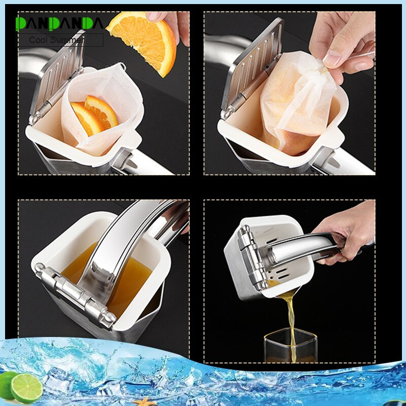 PANPANDA Kuchynský manuálny odšťavovač z nehrdzavejúcej ocele 304, prenosný pomarančový džús, citrónový džús, tlakový odšťavovač trosky