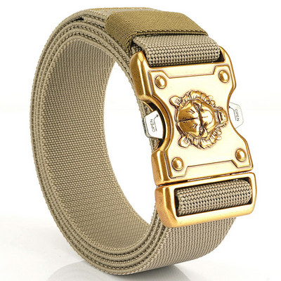 Curea textila cu catarama metalica cu decor si functie de prindere usoara