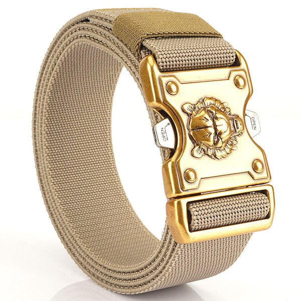 Curea textila cu catarama metalica cu decor si functie de prindere usoara