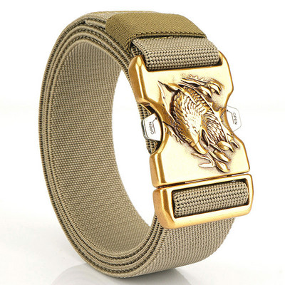 Curea bărbătească din pânză cu cataramă aurie