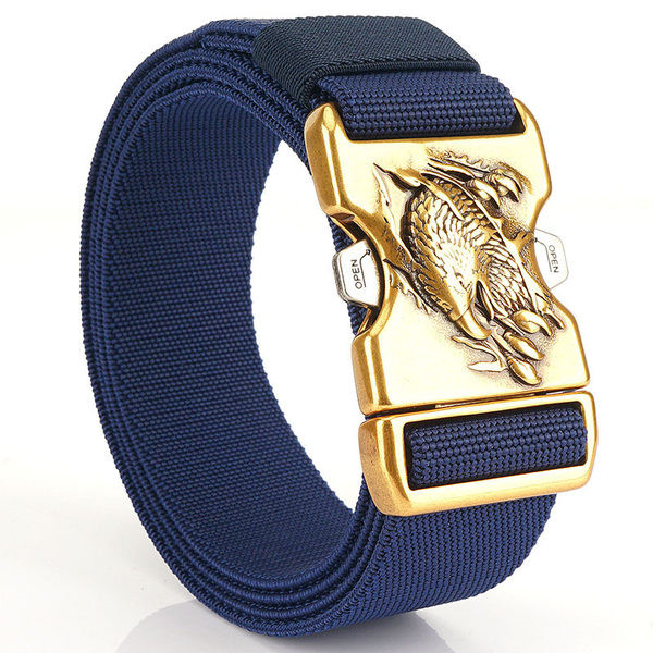 Curea bărbătească din pânză cu cataramă aurie