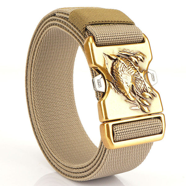 Curea bărbătească din pânză cu cataramă aurie