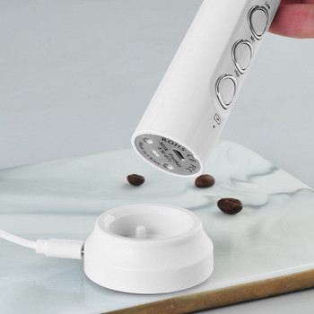 Viboelos Електрически пенообразувател за мляко Пеногенератор 3 в 1 Акумулаторен преносим ръчен високоскоростен миксер за напитки Пръчка за разпенване на кафе