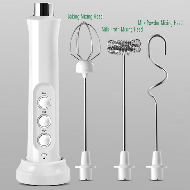 Viboelos elektrický napeňovač mlieka, 3 v 1 nabíjateľný, prenosný, ručný, vysokorýchlostný, mixér na nápoje, napenovacia tyčinka na kávu