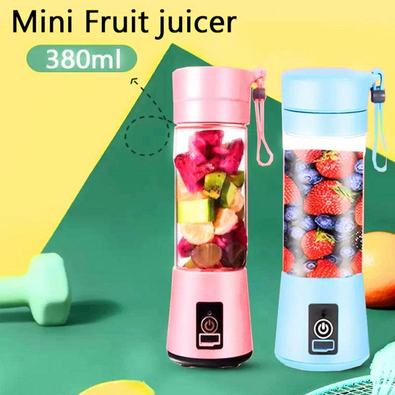 Nešiojamas maišytuvas asmeninis trintuvas su USB įkraunamu 4 peiliukų mini vaisių sulčių maišytuvu kokteilis Take Juice Cup Healthy Fitness