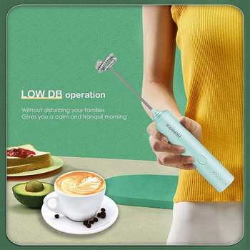 Milk Frother 4 Speeds Handheld Electric Foamer Maker, USB Επαναφορτιζόμενος Αυγοχτυπητής, Mini Mixer Blender for Coffee Latte