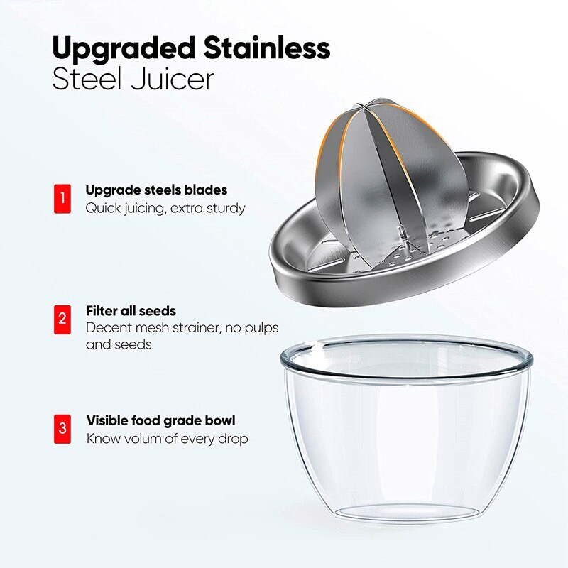 Prenosný odšťavovač na citrón a pomaranč z nehrdzavejúcej ocele 304, mini odšťavovač na surové ovocie, kuchynské náradie