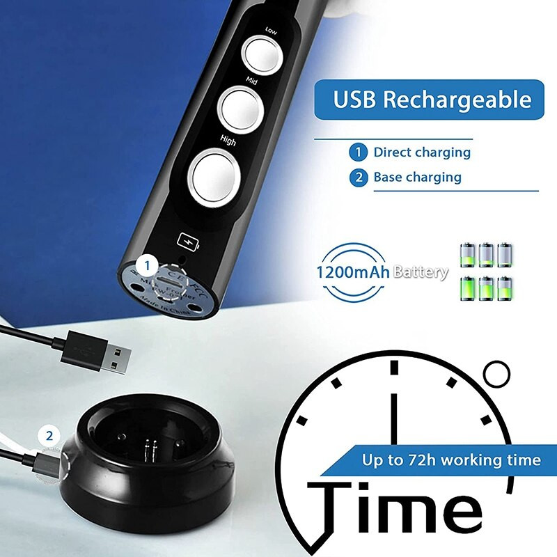 Elektrický napeňovač mlieka, ručný napeňovač s 3 nerezovými metličkami na kávu, 3 rýchlosti, nabíjateľný mixér na nápoje s USB