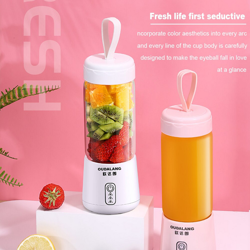 Prenosný mixér so 6 čepeľami, odšťavovač, ovocné kokteily, smoothie mixér s nabíjateľnou batériou 2600 mAh pre domácu kanceláriu a cestovanie