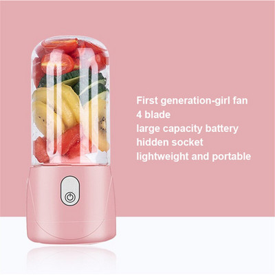 400 ml-es hordozható keverő USB elektromos gyümölcscentrifuga kézi turmixkészítő turmixgép keverő újratölthető mini élelmiszer gyümölcslé csésze