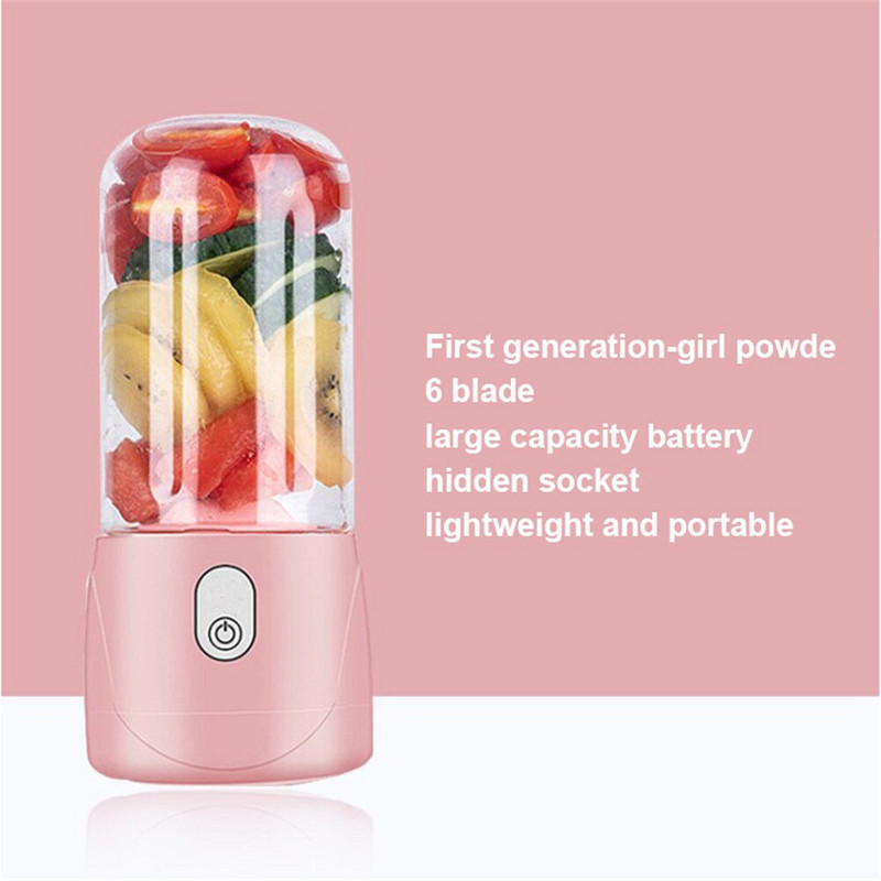 400 ml-es hordozható keverő USB elektromos gyümölcscentrifuga kézi turmixkészítő turmixgép keverő újratölthető mini élelmiszer gyümölcslé csésze