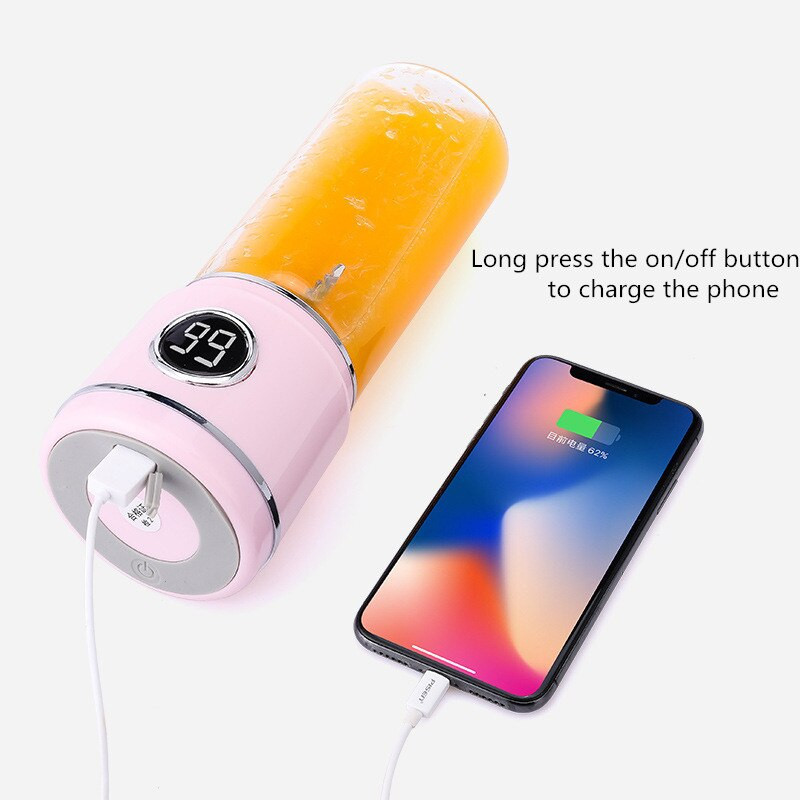 420ml mixér na zeleninu a ovocie z nehrdzavejúcej ocele, mini prenosný elektronický odšťavovač, odšťavovač šťavy so 6 čepeľami, výrobník smoothie, USB nabíjačka