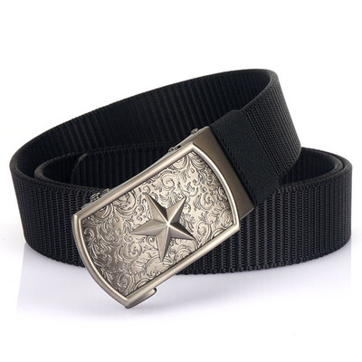 Curea bărbătească din pânză cu cataramă stea metalică