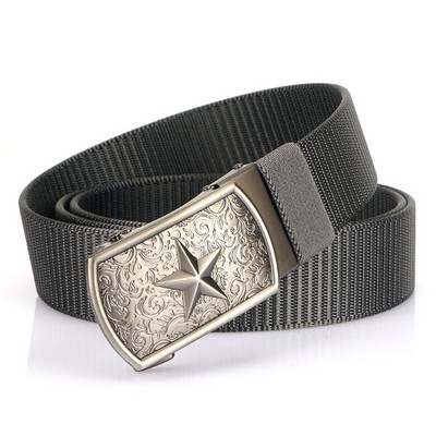 Curea bărbătească din pânză cu cataramă stea metalică